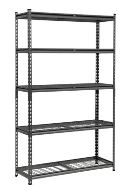 10 Bays - 183 x 120 x 40cm - Black - 5 Tier Boltless Heavy Duty Wire Shelving Unit - 1000kg Load Weight