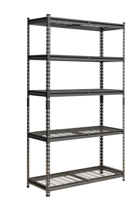 10 Bays - 183 x 120 x 45cm - Black - 5 Tier Boltless Heavy Duty Wire Shelving Unit - 1000kg Load Weight