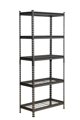 10 Bays- 183 x 90 x 30cm - Black - 5 Tier Boltless Heavy Duty Wire Shelving Unit - 1000kg Load Weight