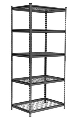 10 Bays - 183 x 90 x 60cm - Black - 5 Tier Boltless Heavy Duty Wire Shelving Unit - 1000kg Load Weight