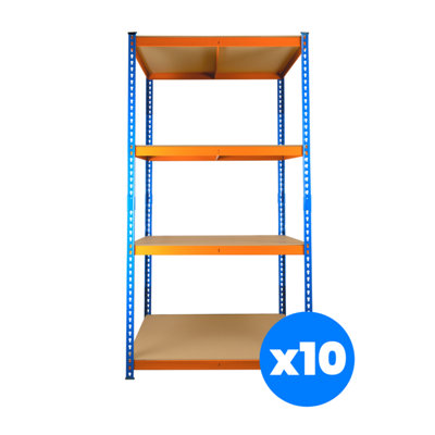 10 Bays of 4 Tier Extra Heavy Duty Storage Racking 1800h x 900w x 600d mm 300kg