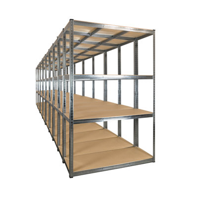 10 Bays of 4 Tier Galvanised Garage Shelving 1800h x 1200w x 400d mm 175kg