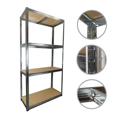 10 Bays of 4 Tier Galvanised Garage Shelving 1800h x 900w x 400d mm 175kg