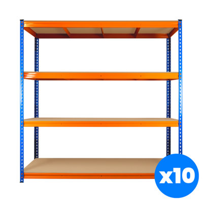 10 Bays of 4 Tier ULTRA HEAVY DUTY Storage Racking 1800h x 1800w x 450d mm 350kg