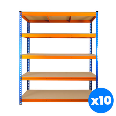 10 Bays of 5 Tier ULTRA HEAVY DUTY Storage Racking 1800h x 1500w x 450d mm 350kg