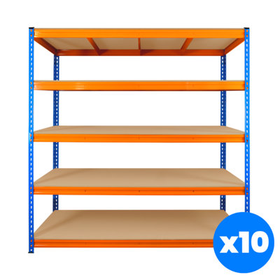 10 Bays of 5 Tier ULTRA HEAVY DUTY Storage Racking 1800h x 1800w x 600d mm 350kg