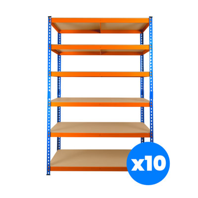 10 Bays of 6 Tier Extra Heavy Duty Storage Racking 1800h x 1200w x 450d mm 300kg