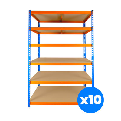 10 Bays of 6 Tier Extra Heavy Duty Storage Racking 1800h x 1200w x 600d mm 300kg