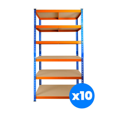 10 Bays of 6 Tier Extra Heavy Duty Storage Racking 1800h x 900w x 300d mm 300kg