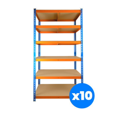 10 Bays of 6 Tier Extra Heavy Duty Storage Racking 1800h x 900w x 600d mm 300kg