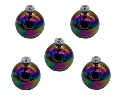 10 Black Iris Glass Christmas Tree Baubles