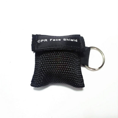 10 Black Pack of 10 CPR Face Shield Masks with Keychain Ring First Aid ...
