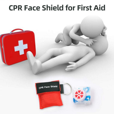 10 Black Pack of 10 CPR Face Shield Masks with Keychain Ring First Aid ...
