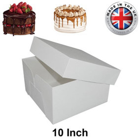 10" Cake Box With Lid & Base - White