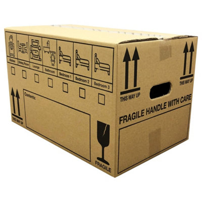 10 Cardboard Removal Boxes Storage Packing Moving Shipping Cartons with Carry Handles - 4