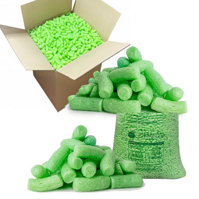 10 Cubic Eco Flo Biodegradable Green Coloured Packing Peanuts Loose Fill