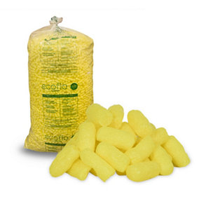 10 Cubic Ft Yellow Eco Flo Biodegradable Packing Peanuts Protective Void Loose Fill Postal Mailing Packaging