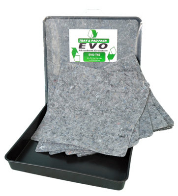 10 EVO Natural Fibre Absorbents with 60x60 drip tray - Suitable for Hydraulics, Oils, Coolant, Fuels and Mild Acds