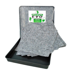 10 EVO Natural Fibre Absorbents with 60x60 drip tray - Suitable for Hydraulics, Oils, Coolant, Fuels and Mild Acds