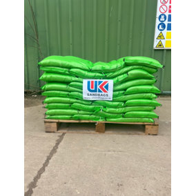 10 Filled green polypropylene sandbags