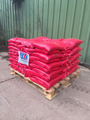 10 Filled red polypropylene sandbags - 3
