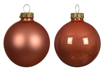 10 Glass Baubles Christmas Tree Decorations Spiced Pumpkin Orange 6cm - 3