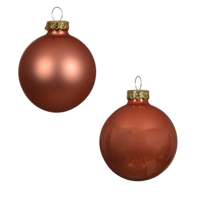 10 Glass Baubles Christmas Tree Decorations Spiced Pumpkin Orange 6cm - 4