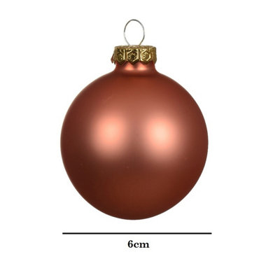 10 Glass Baubles Christmas Tree Decorations Spiced Pumpkin Orange 6cm - 5