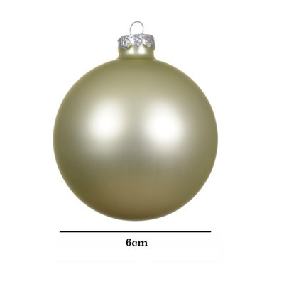 10 Glass Baubles Christmas Tree Decorations White Mint Green Ornaments 6cm - 5