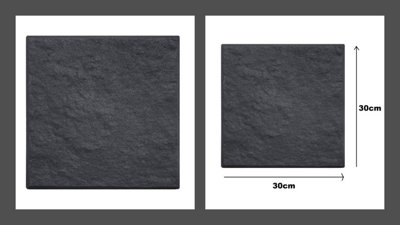 10 Grey Slate Recycled Rubber Stepping Stomp Stone - 30 x 30cm - 6
