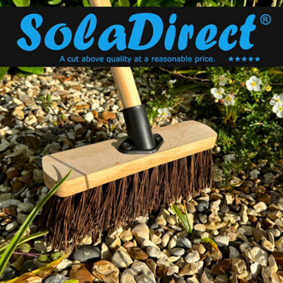 10-Inch Bassine Broom - Heavy-Duty Outdoor Sweeper with Wooden Handle - Perfect for Small Patios