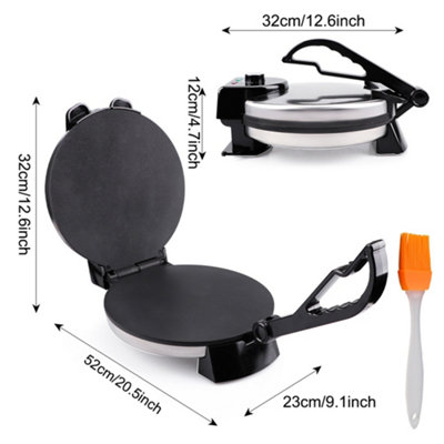10 inch Electric Chapati, Roti, Naan & Tortilla Maker - 1200W Flatbread ...