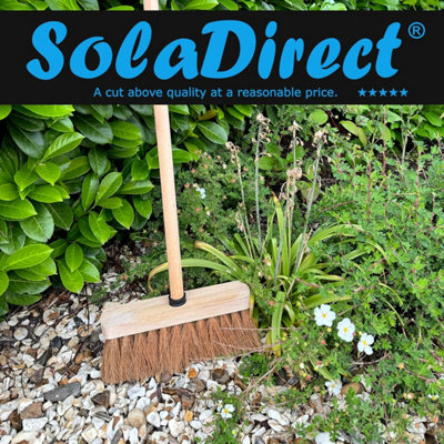 10-Inch Natural Soft Coco Sweeping Broom with Wooden Handle - Eco-Friendly Soft Bristle Sweeping Brush