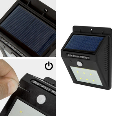 10 LED solar wall lights with motion detector - black