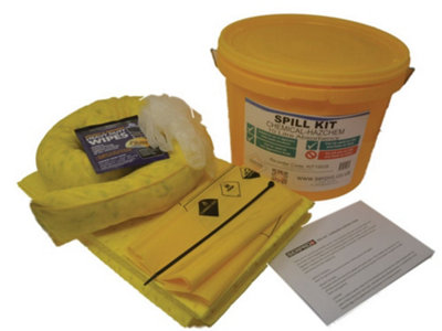 10 Litre Chemical Spill Kit in a Plastic Tub.- Acd