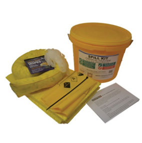 10 Litre Chemical Spill Kit in a Plastic Tub.- Acd, Alkali, Caustic