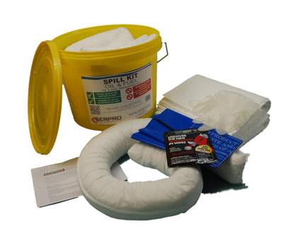 10 Litre Oil and Fuel Spill Kit in a Plastic Tub