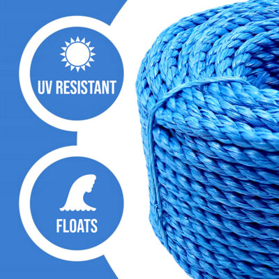 10 m / 32.8 ft x 10 mm Blue Polypropylene Rope - Strong Weatherproof ...
