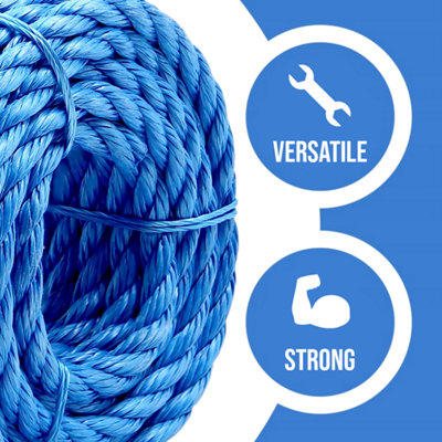 10 m / 32.8 ft x 10 mm Blue Polypropylene Rope - Strong Weatherproof ...