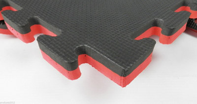 10 Mats 40mm Thick Eva Interlocking Floor Mats Gym Judo Exercise Martial Arts Sports Boxing Black-Red