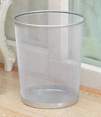 10'' Metal Mesh Silver Wire Bin Rubbish Paper Waste Home Office Bedroom Sturdy