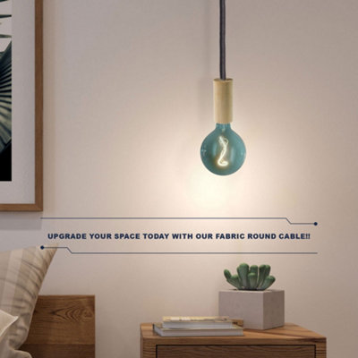 LEDSone 16.4ft Vintage 2 Core Round 18 Gauge Ivory Cable Fabric Cloth Covered Electrical Wire, 5m 2 Conductors Lamp Cable Modern Cloth Covered Wire