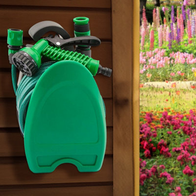 10 Metre Patio Hose Set Mini Garden Water Watering Hose Pipe Reel Spray Set New
