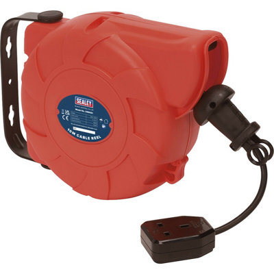 10 Metre Retractable Cable Reel System - 1 x 230V Plug Socket - Composite Cased - 4