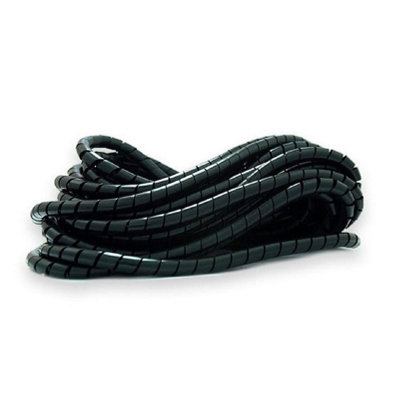 10 Metres Black Spiral Cable Wrap - TV, Consoles, Pc, Office Wire Tidy Banding (10mm)