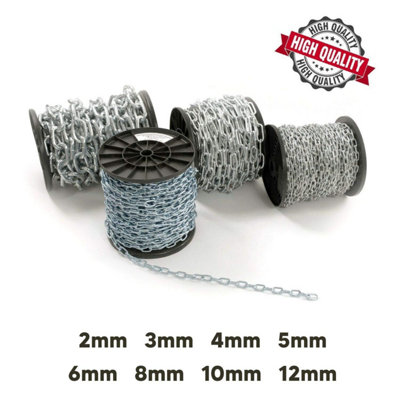 10 metres of 8 mm Strong Hot Dipped Galvanized Heavy Duty Steel Chain