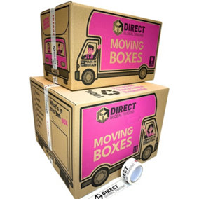 10 Mixed Boxes Extra Large and Large House Moving Storage Packing Boxes with Fragile Tape Carry Handles & Room Checklist