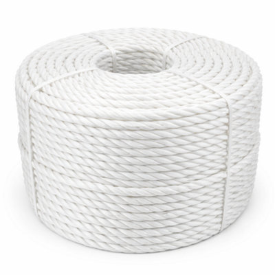 10 mm White 3 Strand Twisted Polypropylene Rope x 30 m