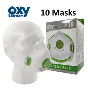 10 Oxyline Masks X 310 SV FFP3 R D Respirator Half Mask / Reusable Dust Mask / 10 Masks