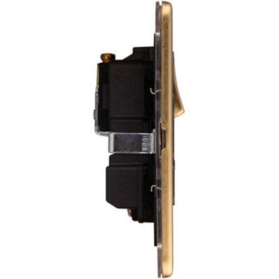 10 PACK 1 Gang DP 13A Switched UK Plug Socket SCREWLESS SATIN BRASS Wall Power - 5